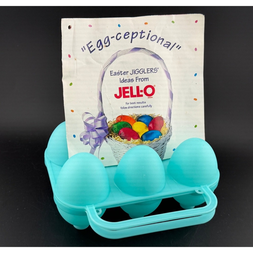 Vintage 1995 Jell-O Jigglers Easter Egg Mold: Turquoise, 6 Cavity with Booklet